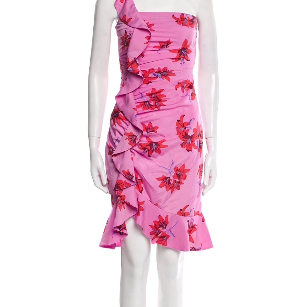 Likely‎ One Shoulder Pink Floral Dress